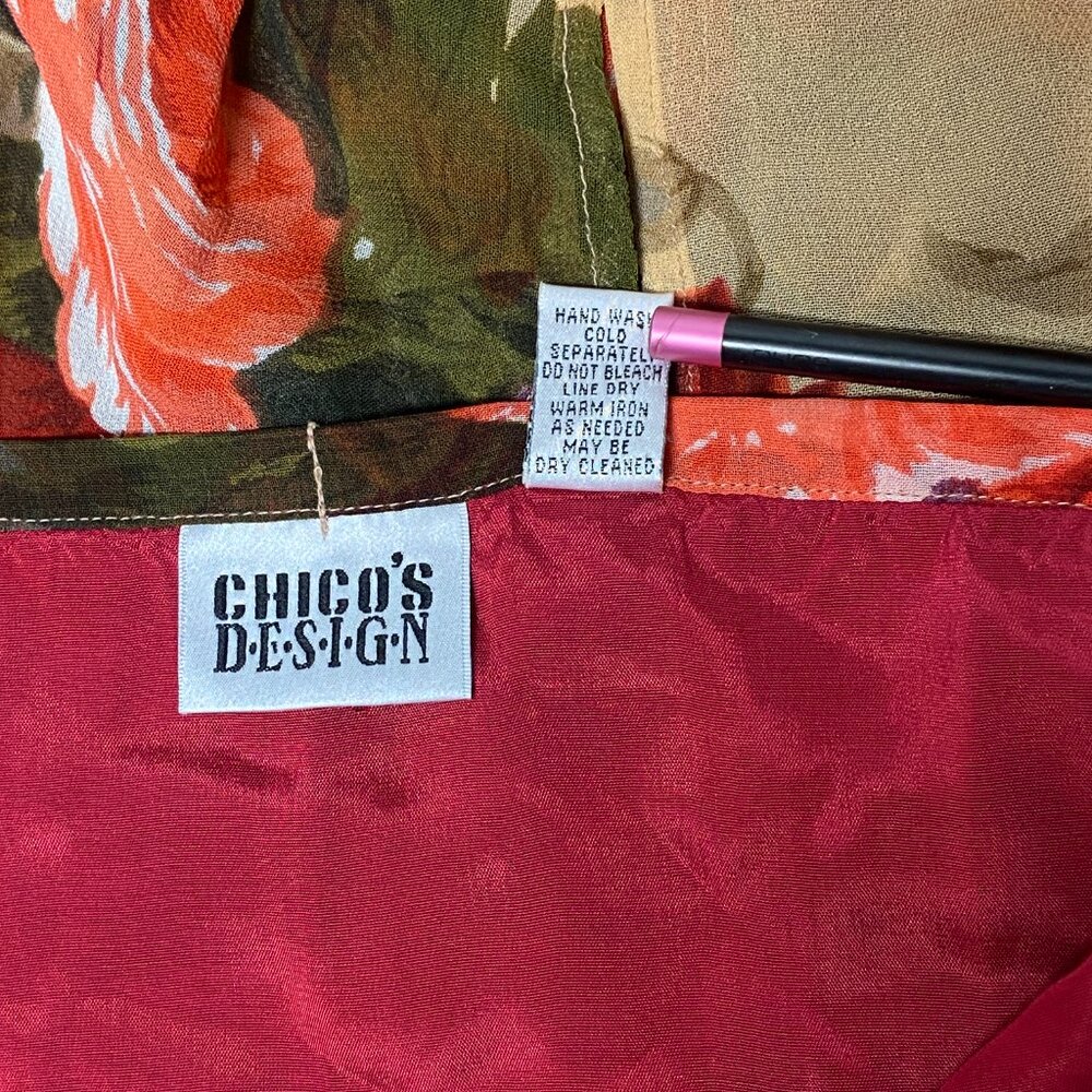 Chicos Design Flamenco Ruffled Asymmetrical Hi Low Sheer Floral Maxi Skirt 1X - Picture 12 of 13